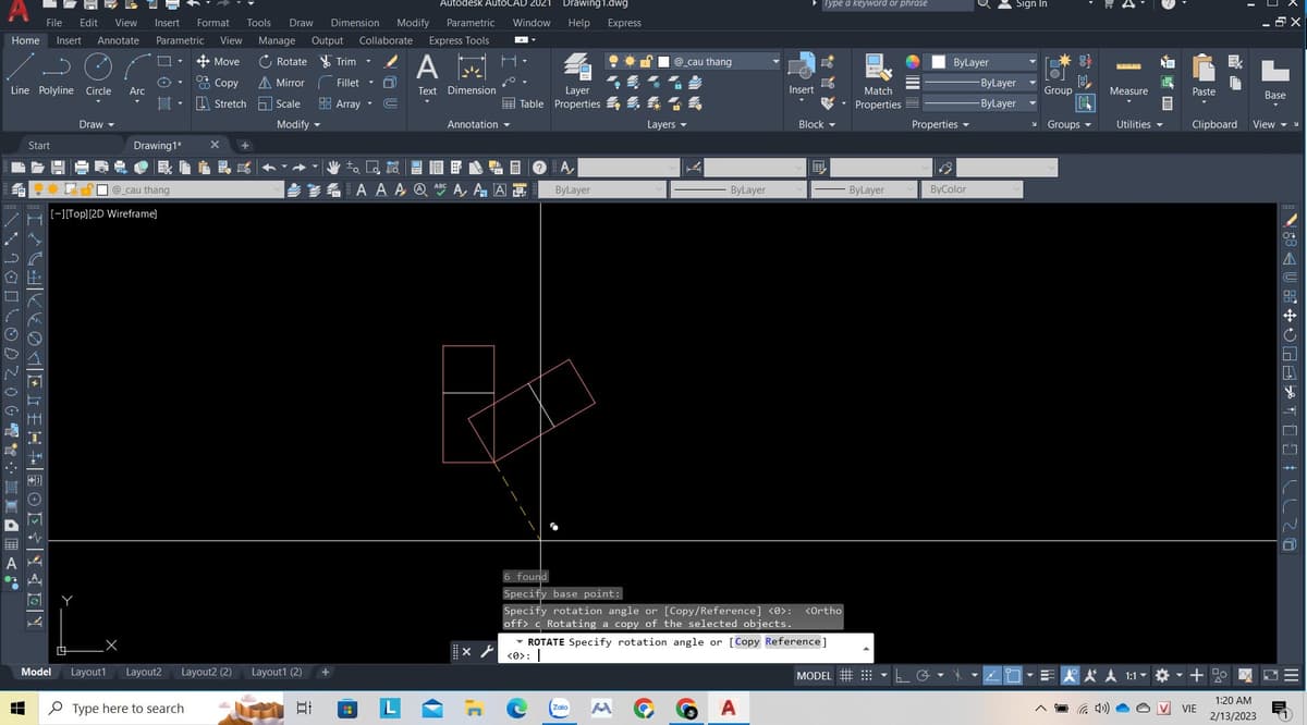 Cách Dùng Lệnh Xoay (Rotate) Trong Autocad 