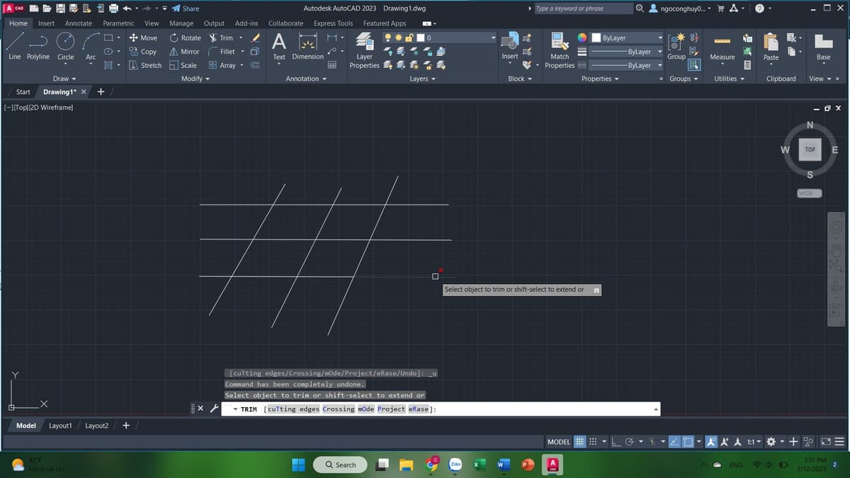 Lệnh Trim trong autocad
