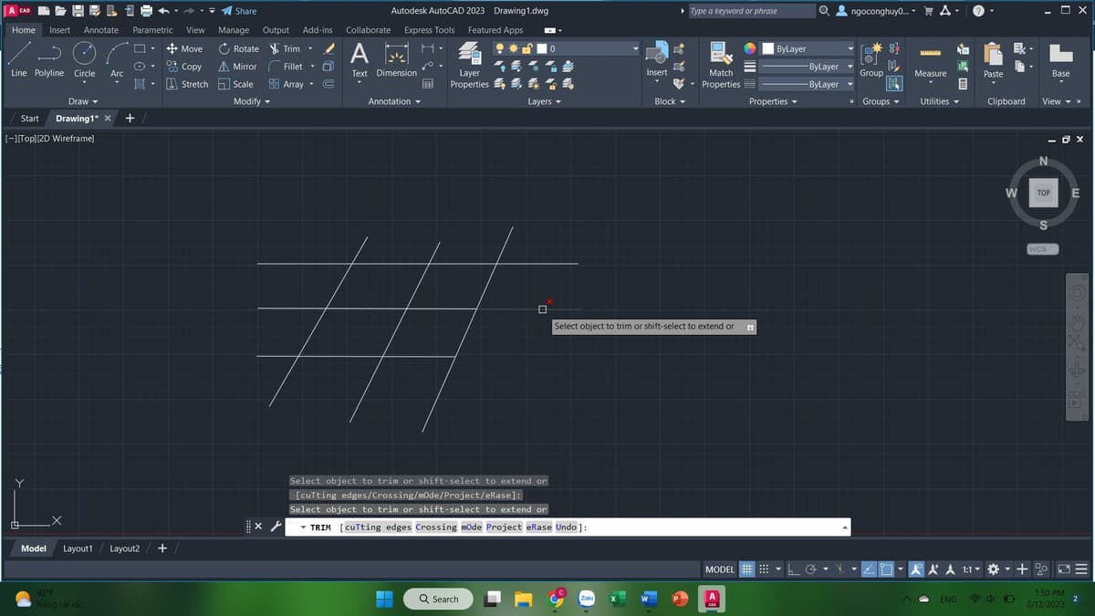 Lệnh Trim trong autocad