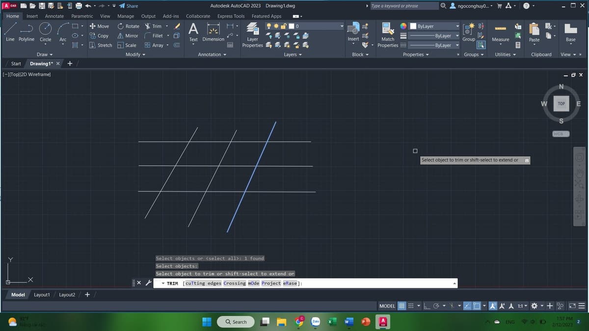 Lệnh Trim trong autocad