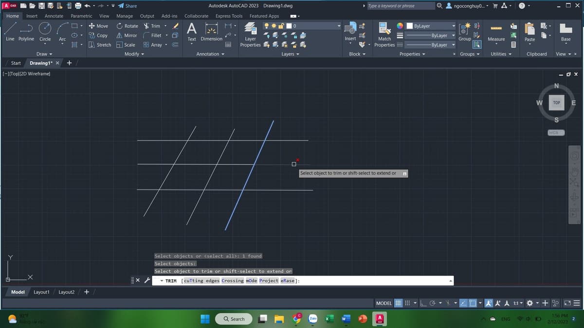 Lệnh Trim trong autocad