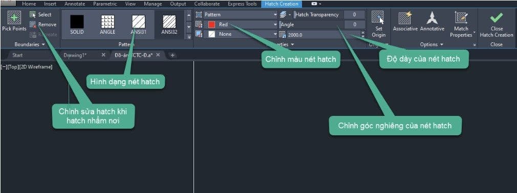 Lệnh Hatch trong autocad