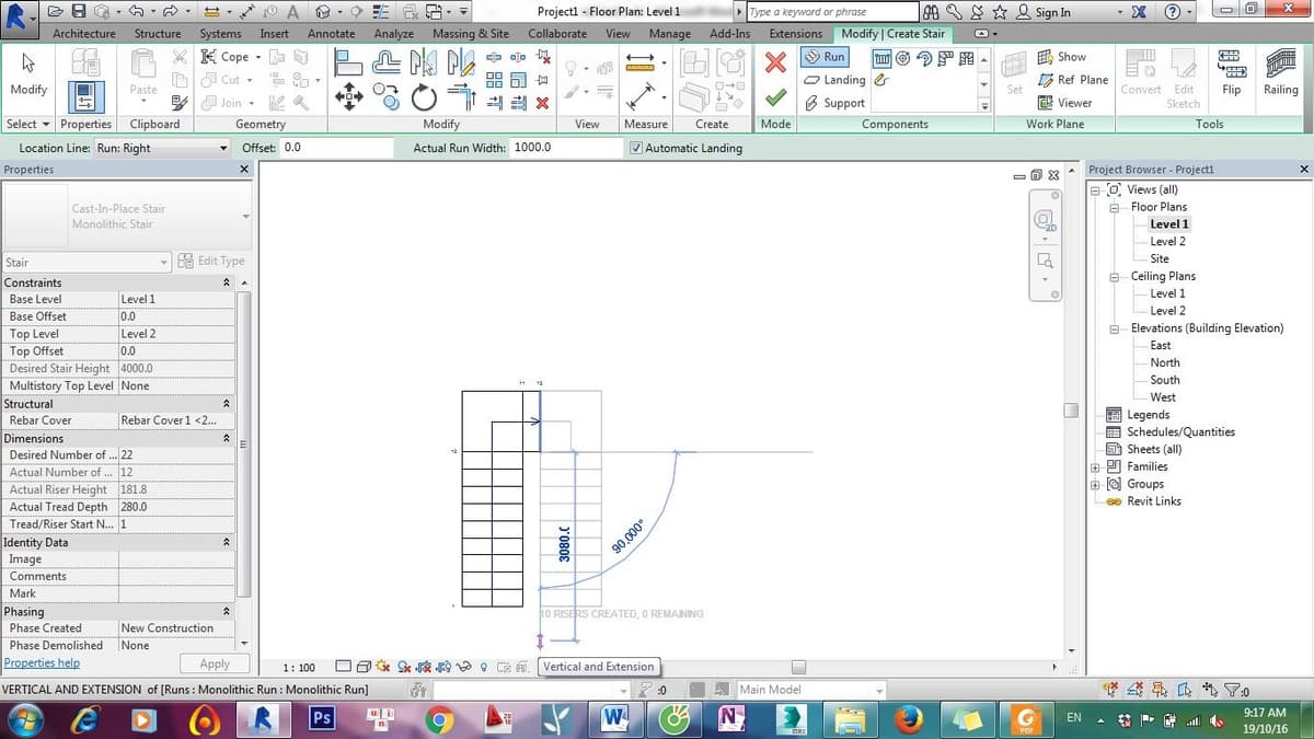 ve cau thang trong revit