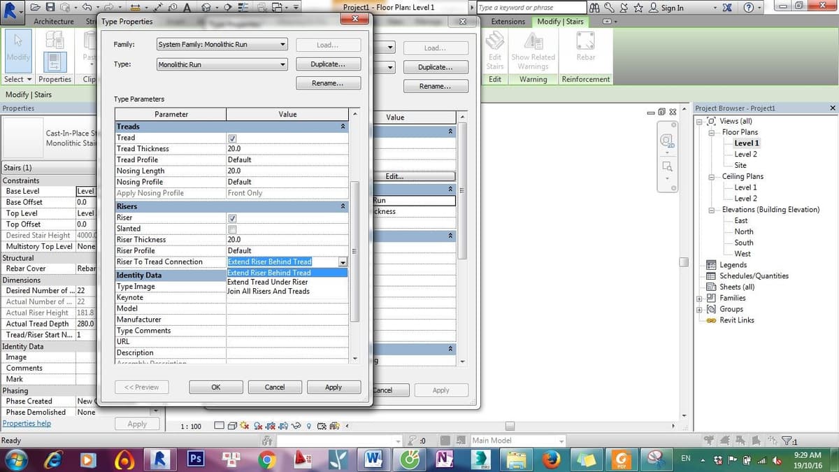 ve cau thang trong revit