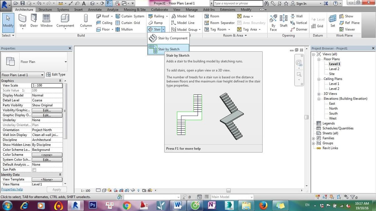ve cau thang trong revit