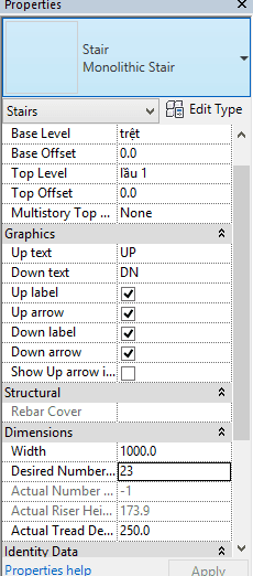 ve cau thang trong revit