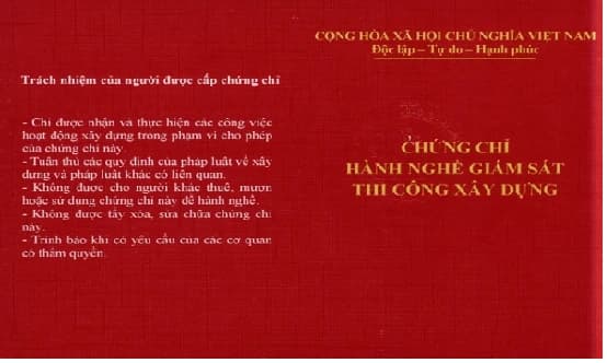 chứng chỉ hành nghề giám sát thi công