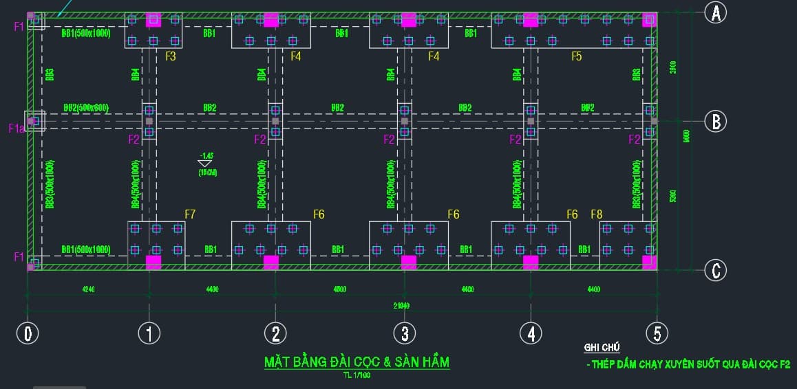 vẽ dầm móng trong revit
