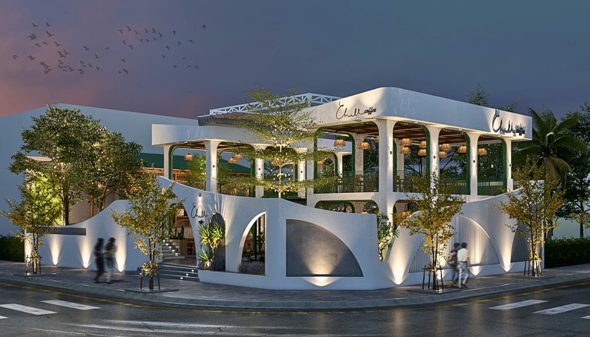 Thiết kế quán cafe góc phố phong cách luxury