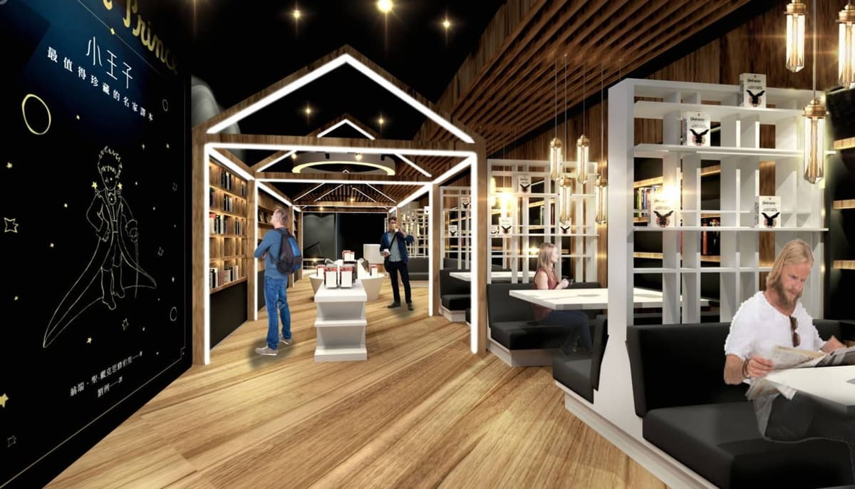 Mẫu thiết kế quán cafe sách theo chủ đề khoa học và công nghệ