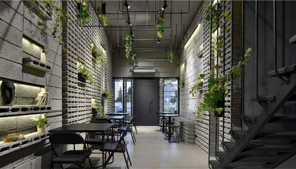 Mẫu gợi ý nội thất của thiết kế quán cafe bằng kính