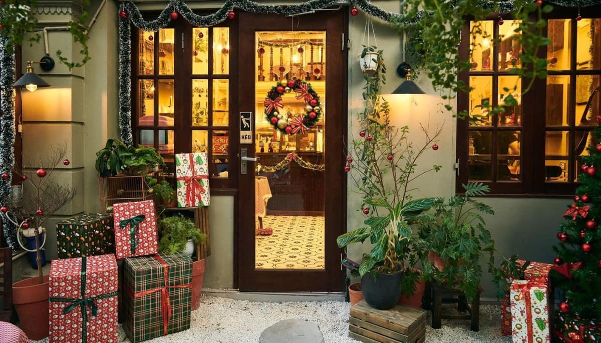 Mẫu gợi ý trang trí cửa ra vào mang đậm không khí noel