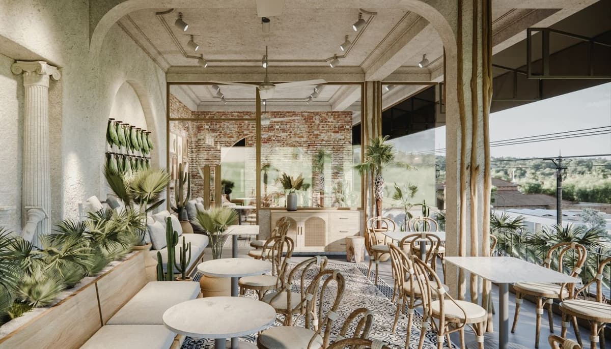 Thiết kế quán cafe Địa Trung Hải