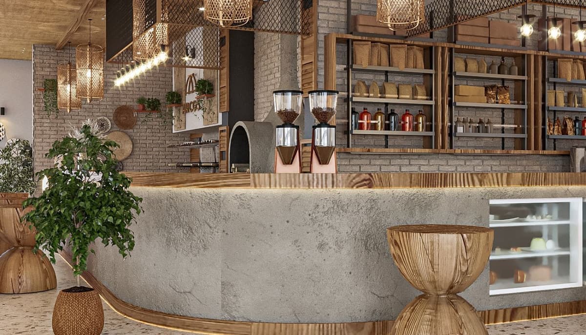 Quầy bar bằng đá với đường nét dứt khỏa tinh tế