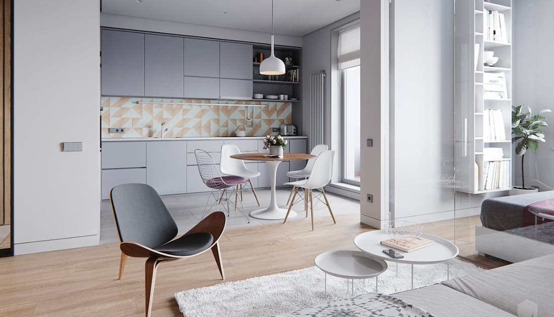 Mẫu thiết kế nội thất chung cư 45m2 tối giản tinh tế