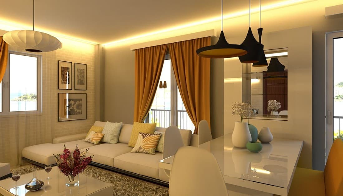 ự kết hợp giữa các tone màu trung tính cùng với đồ nội thất đơn giản