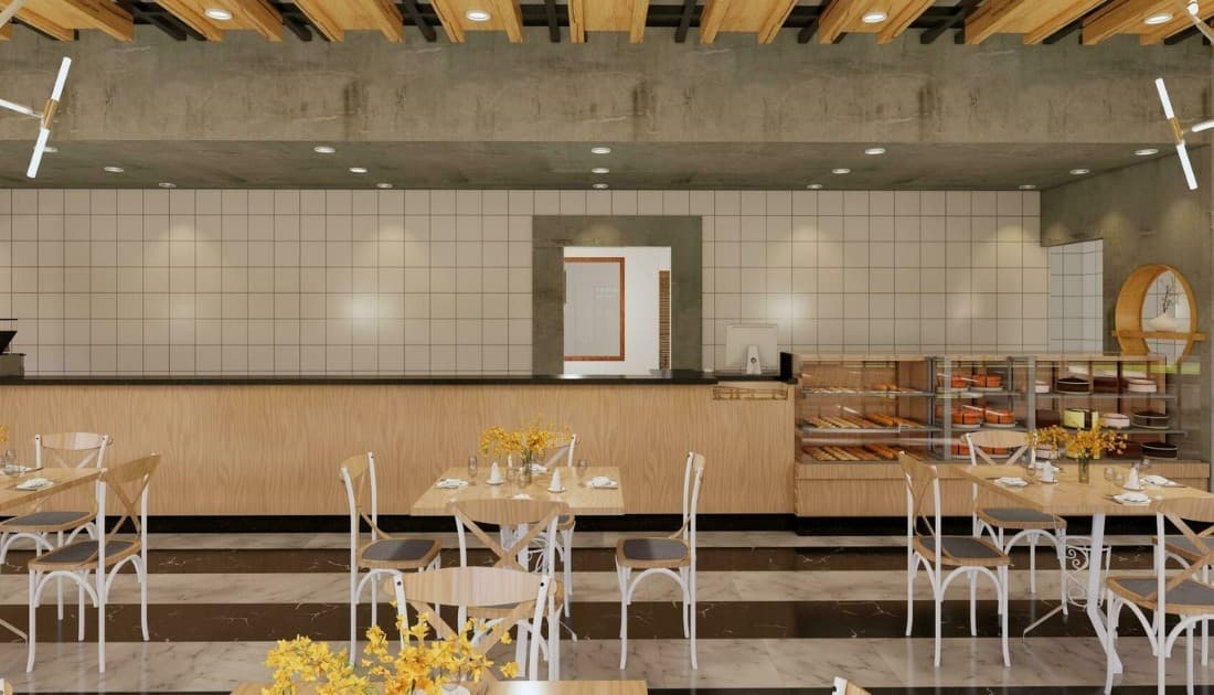 Thiết kế quán cafe bánh ngọt đậm chất Industrial style