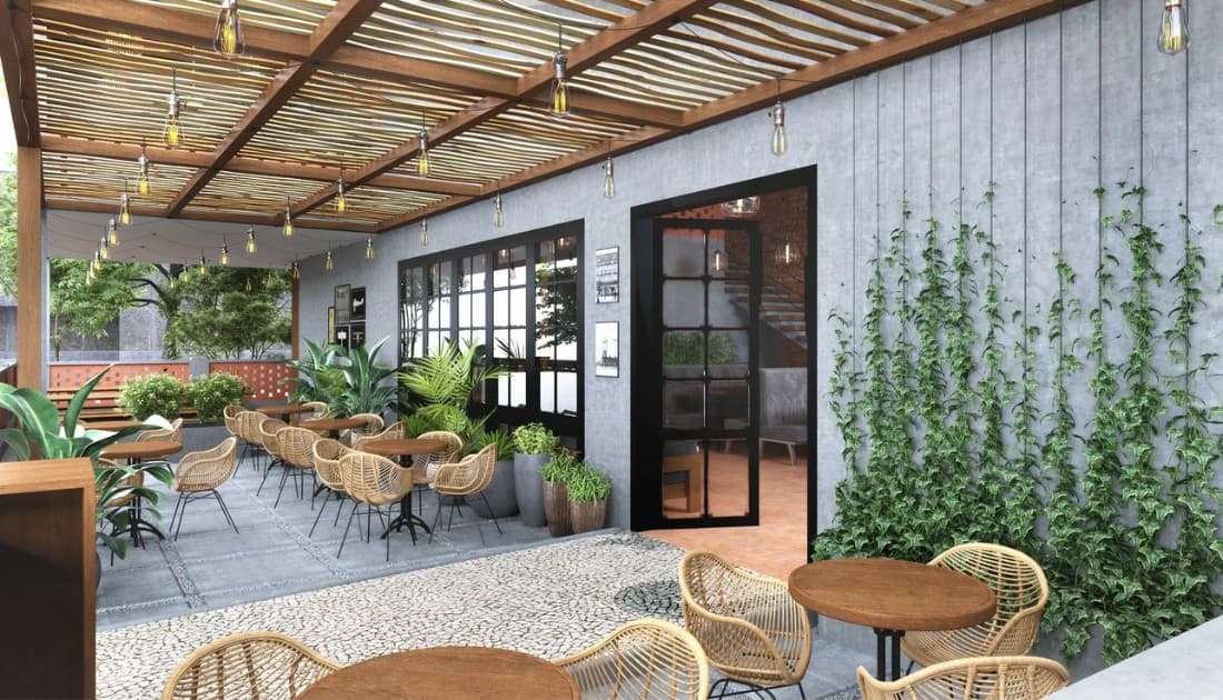 Thư giãn với thiết kế quán cafe gần gũi với thiên nhiên