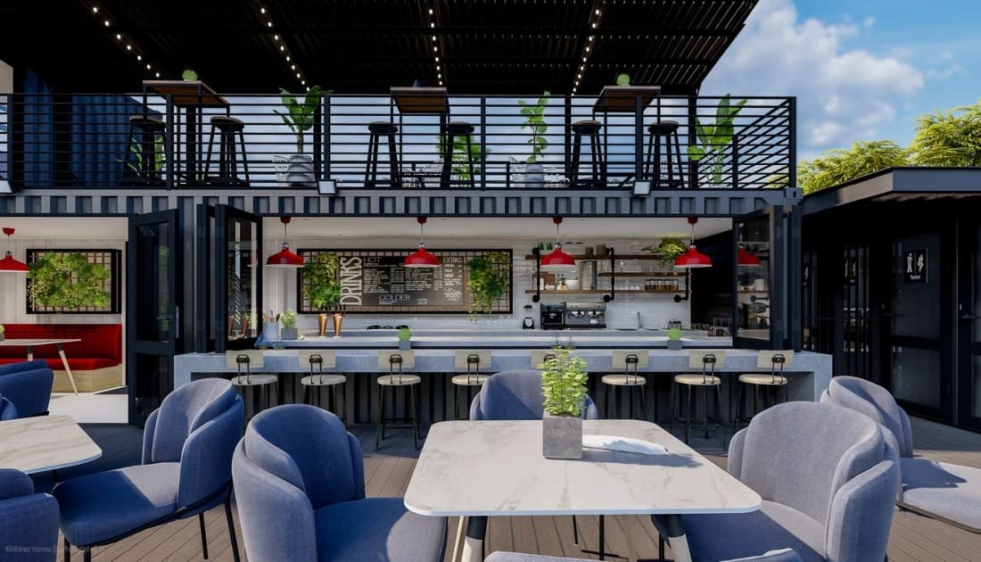 Đắm chìm trong quán cafe container Industrial Style
