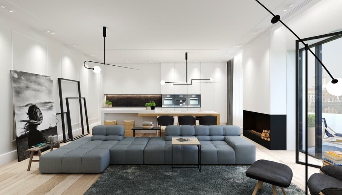 Lối thiết kế nội thất tinh tế, gọn gàng, sang trọng sẽ giúp căn chung cư 105m2 trở nên bừng sáng