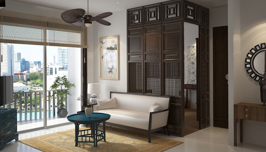 Phong cách thiết kế nội thất chung cư 100m2 mang hơi thở Indochine