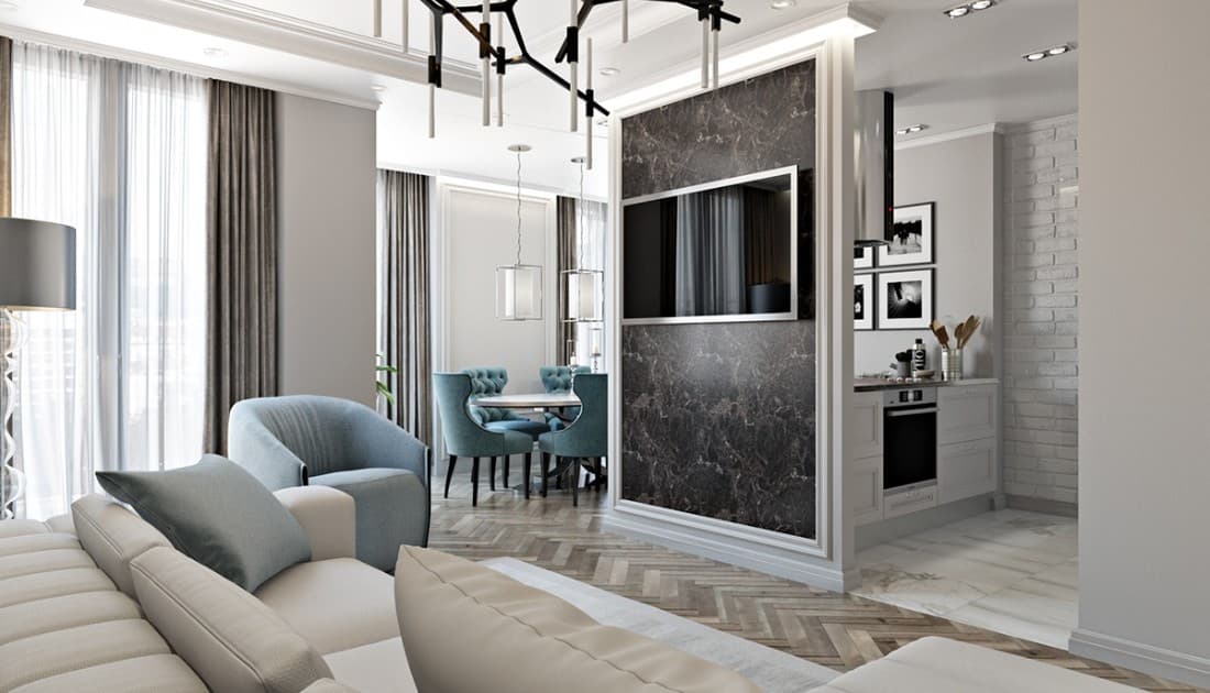Mẫu thiết kế nội thất chung cư 54m2 phong cách hiện đại