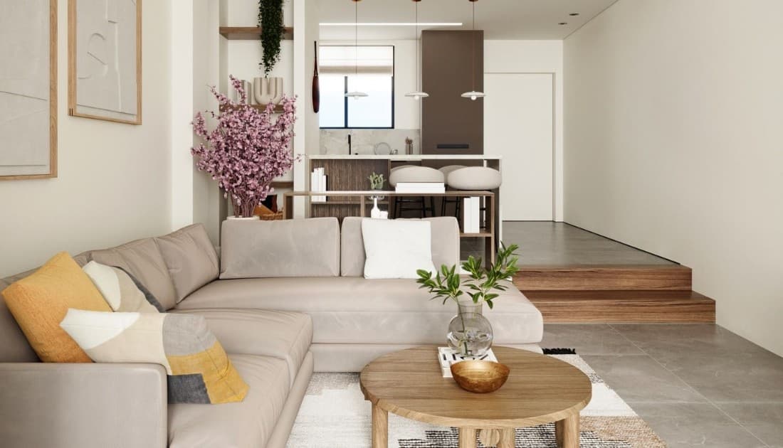Mẫu phòng khách trong thiết kế nội thất chung cư 56m2