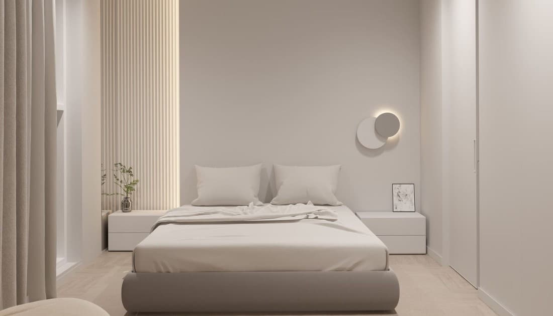 Phòng ngủ trong thiết kế nội thất chung cư 56m2