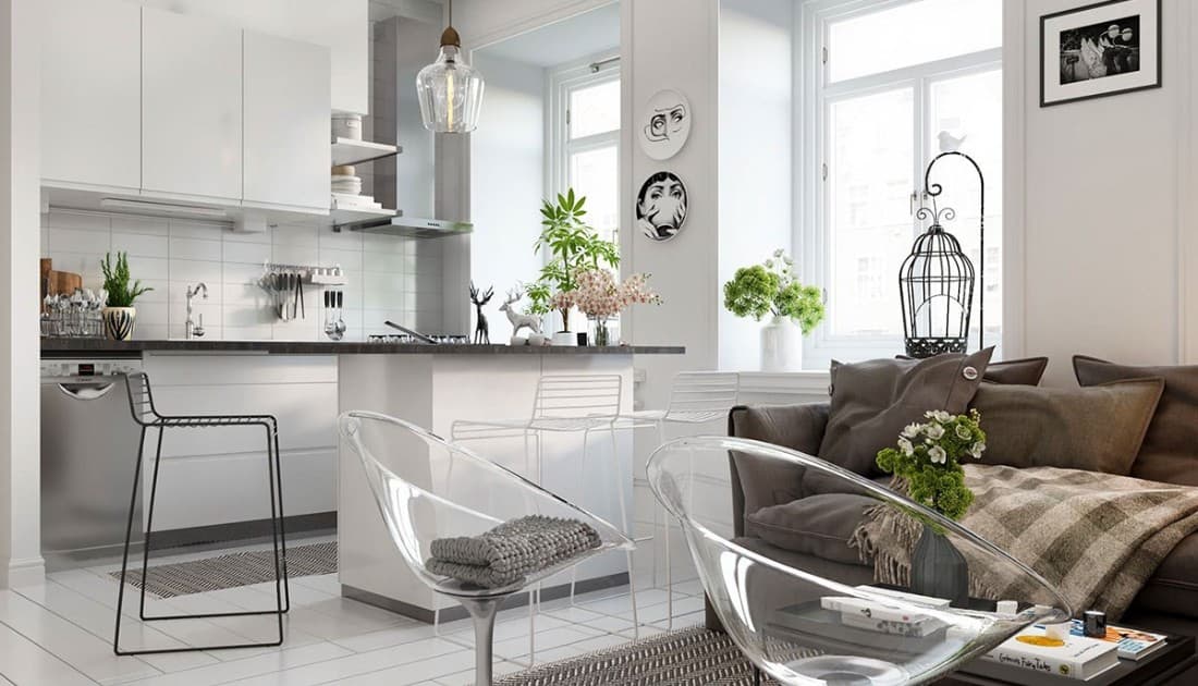 Đối với thiết kế nội thất chung cư 56m2, bạn cần sắp xếp tất cả các gian phòng trong cùng một mặt sàn