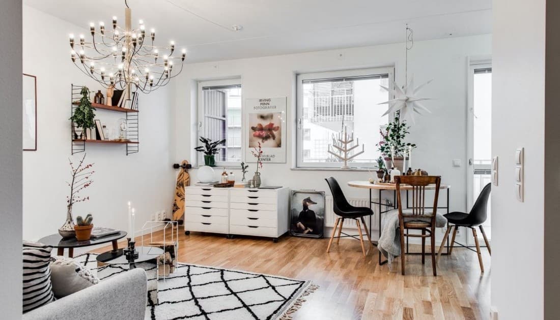 Mẫu thiết kế nội thất chung cư 56m2 phong cách Bắc Âu