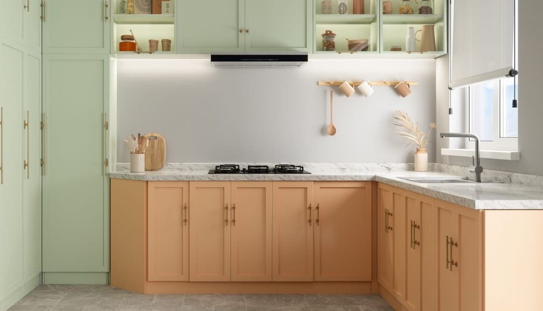 Nội thất bếp tiện nghi trong thiết kế căn hộ 55m2