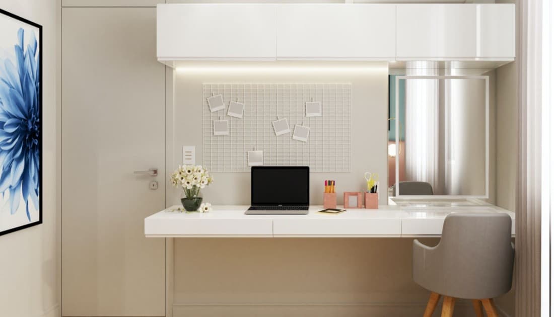 Trang trí phòng làm việc trong thiết kế nội thất chung cư 55m2