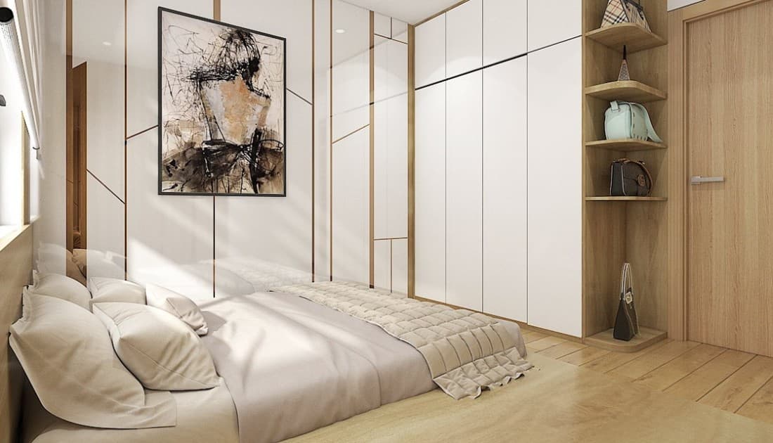 Mẫu thiết kế nội thất phòng ngủ nhỏ diện tích 14m2 hiện đại, tiện nghi