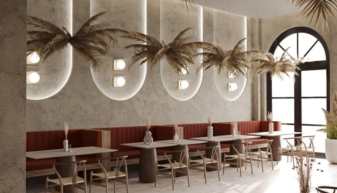 Thiết kế bàn ghế trong quán cafe Scandinavian thường tạo không gian riêng tư, với các lối đi thông suốt rộng rãi