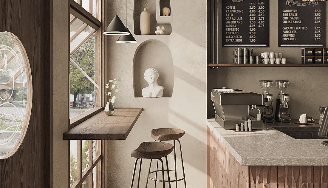Thiết kế quán cafe ngang 5m phong cách Retro cổ điển