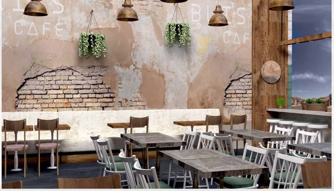 Thiết kế quán cafe trang trí bằng gỗ nổi bật lên với yếu tố hài hòa xen lẫn là thoải mái