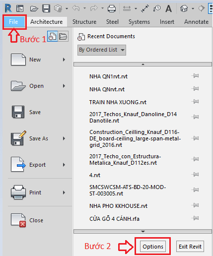 Cài đặt phím tắt trong revit 