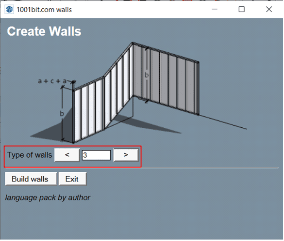 Hộp thoại Create Walls, kiểu tường số 3 là tường có cấu trúc lưới