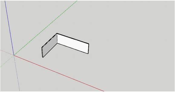 Đoạn tường gấp khúc vừa dựng trong SketchUp nhìn từ phối cảnh