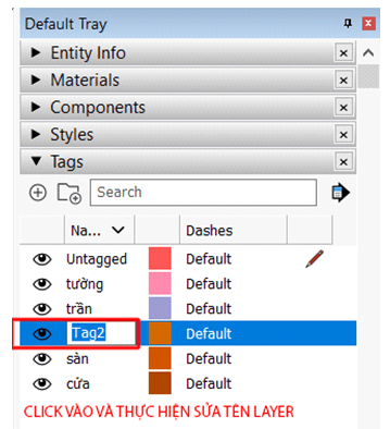 Ẩn hiện Layer trong Sketchup