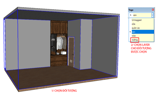 Ẩn hiện Layer trong Sketchup