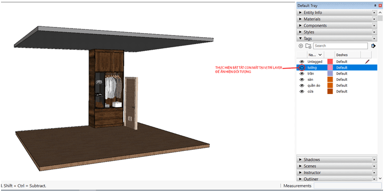 Ẩn hiện Layer trong Sketchup
