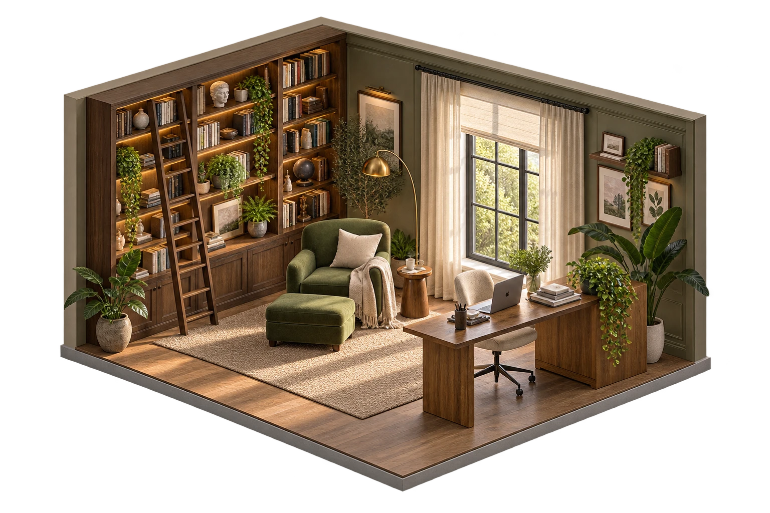 Góc riêng — phối cảnh nội thất isometric