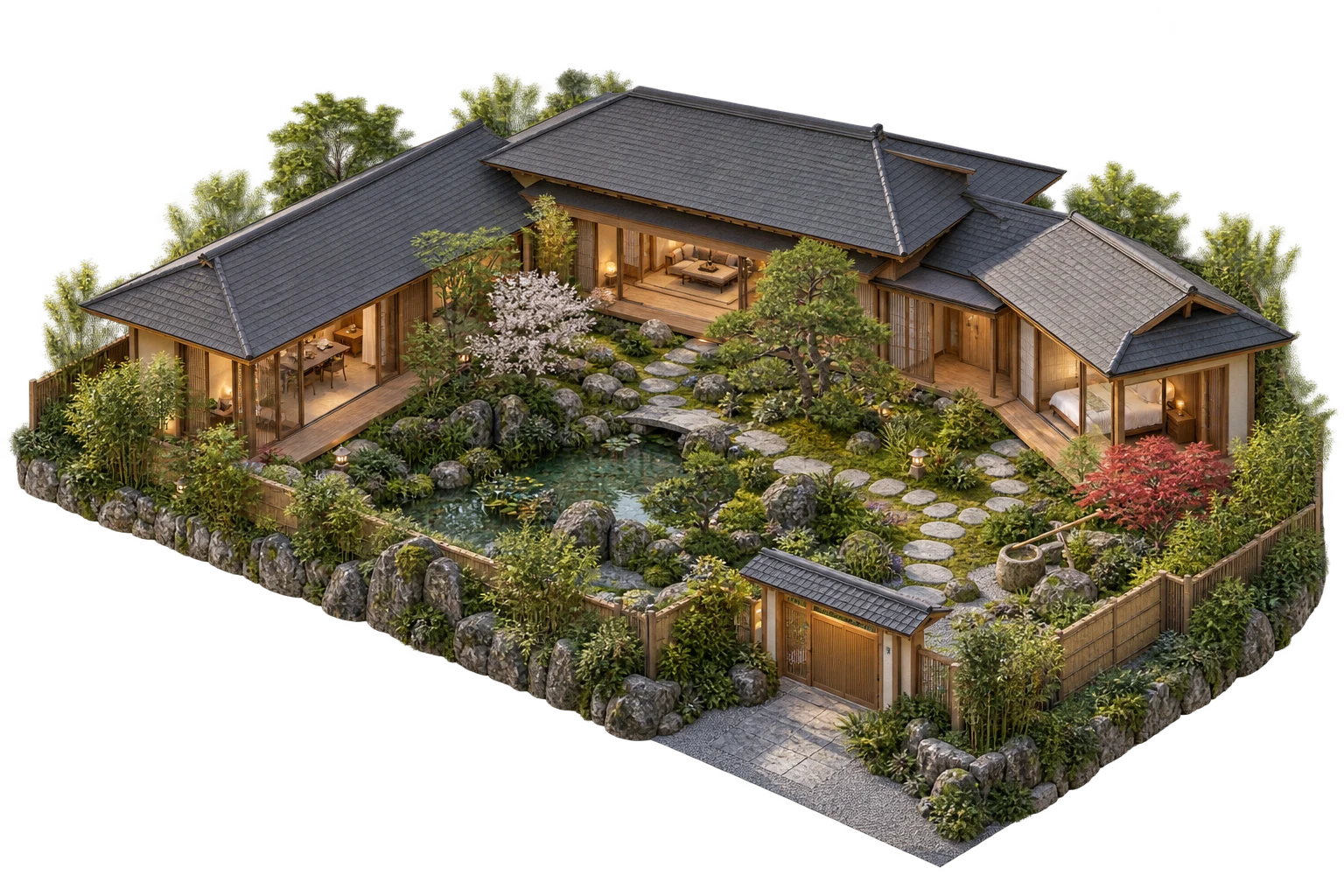 Sân trong — phối cảnh biệt thự sân vườn