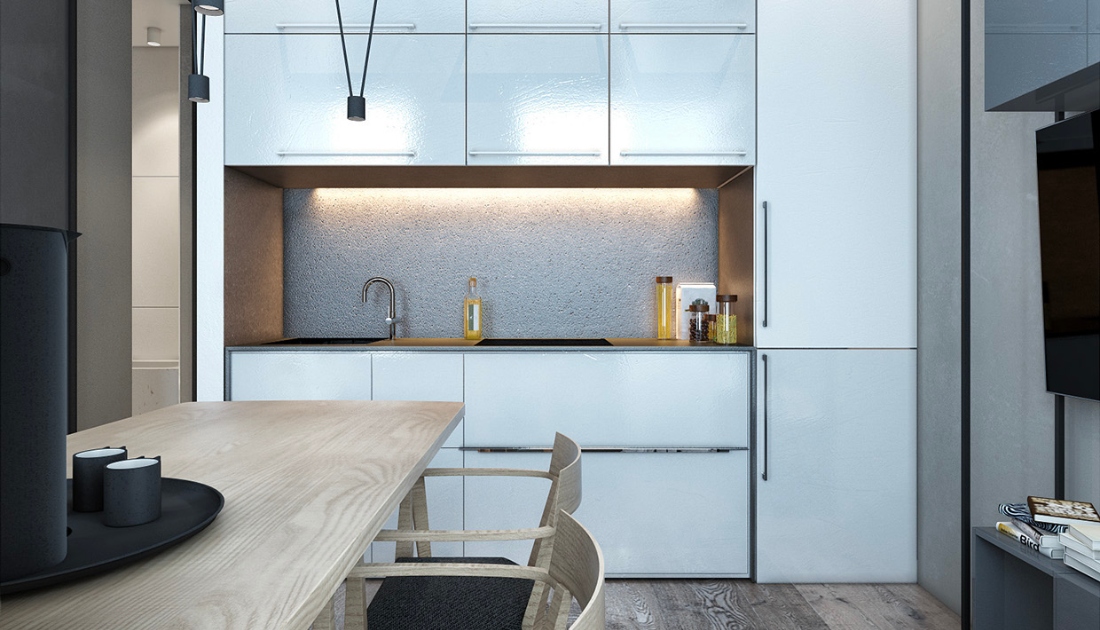 Không gian quầy bếp tách riêng tạo không gian ăn uống riêng tư, ấm cúng