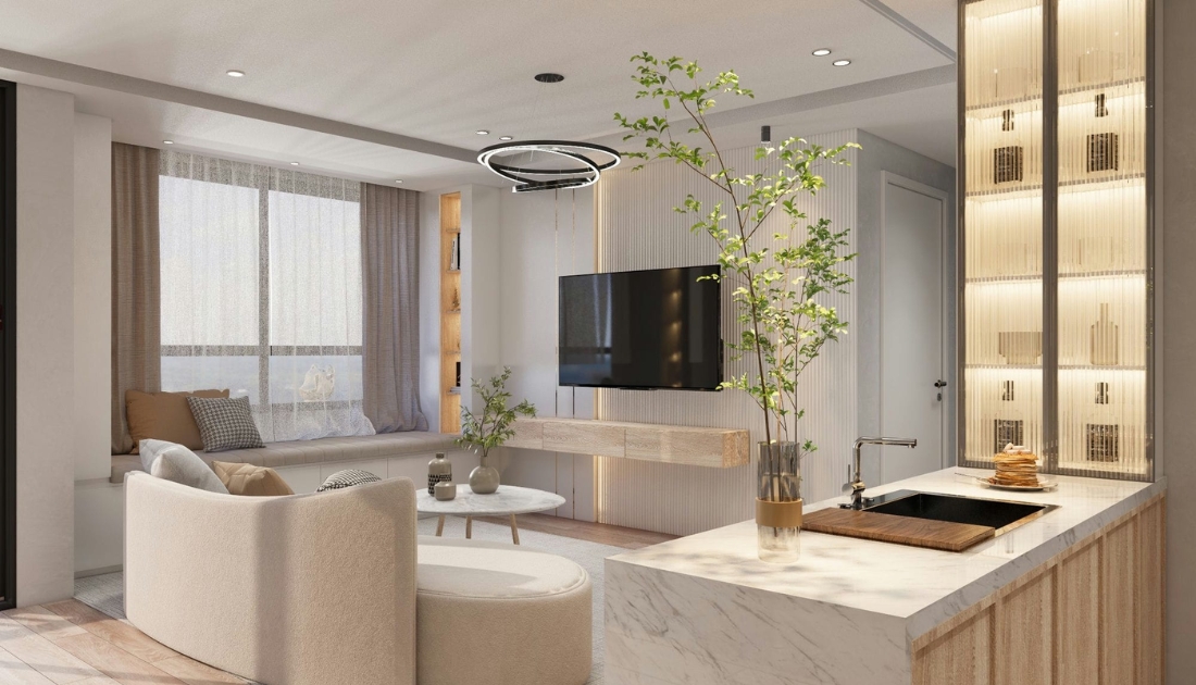 Thiết lập không gian xanh khi thiết kế nội thất chung cư 90m2