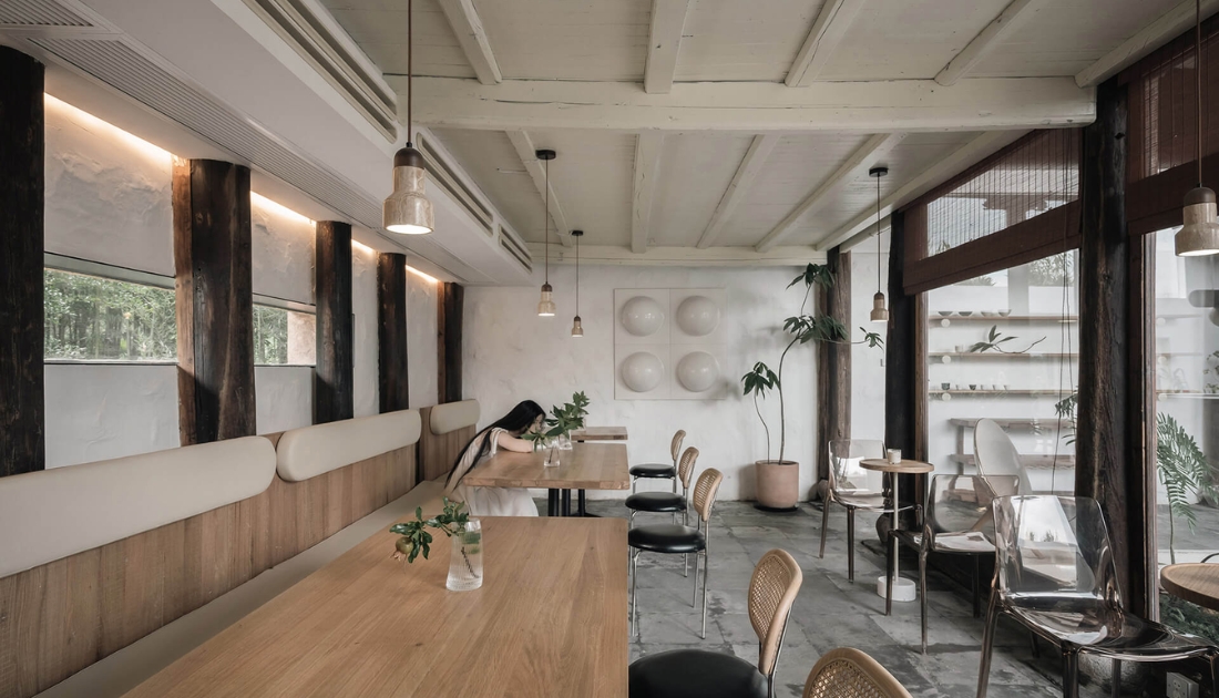Thiết kế quán cà phê đẹp theo phong cách tối giản