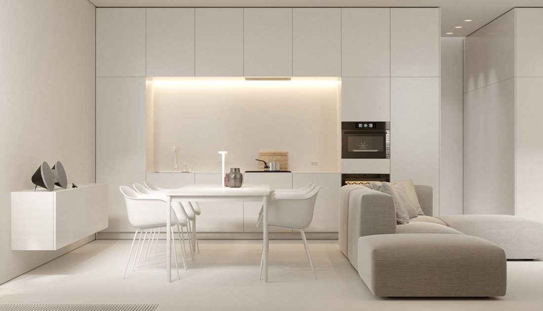 Mẫu gợi ý thiết kế nội thất chung cư 56m2 phong cách tối giản